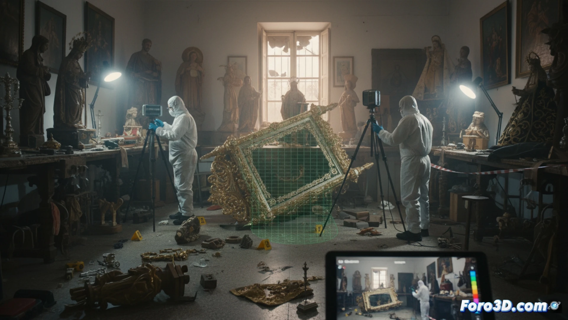 Documentación 3D de la escena del robo en el taller cofrade de Jaén