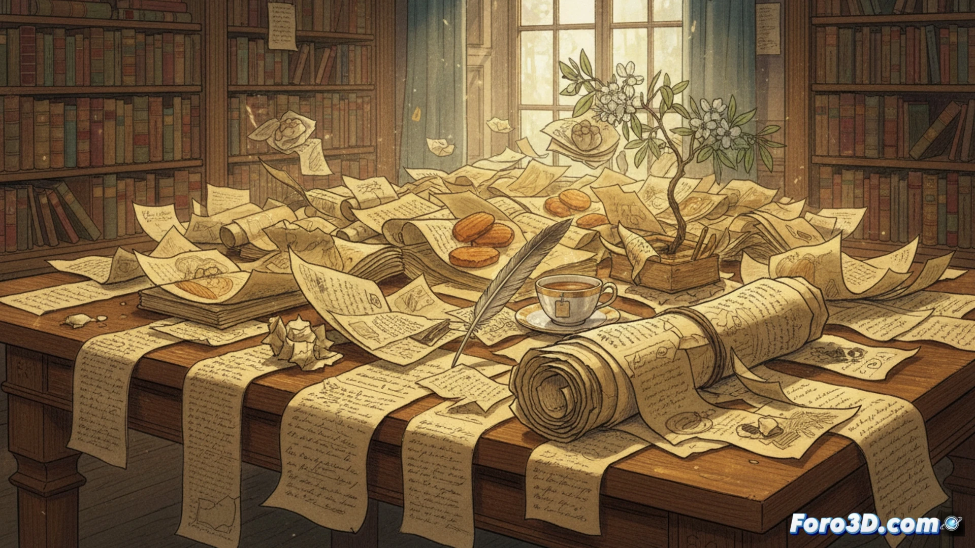 Escaner 3D capturando la textura y superposiciones de tinta en un manuscrito envejecido de Proust.