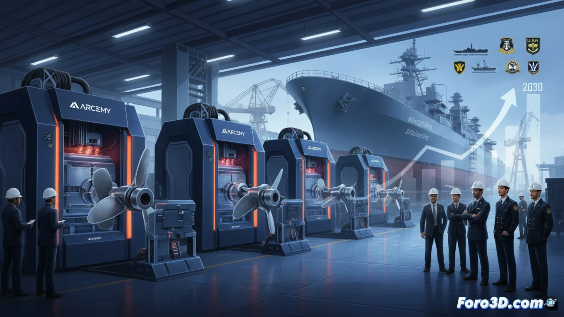 Maquina de impresion 3D metal fabricando un componente complejo para la industria de defensa.