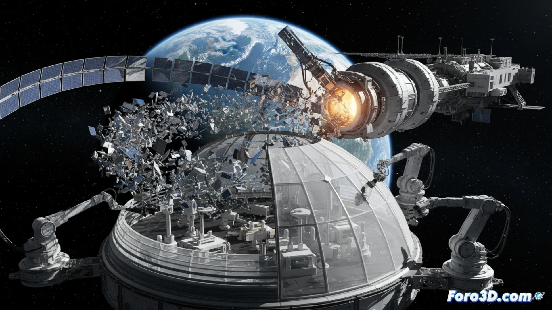 Fabricación en el espacio con polvo lunar y desechos orbitales