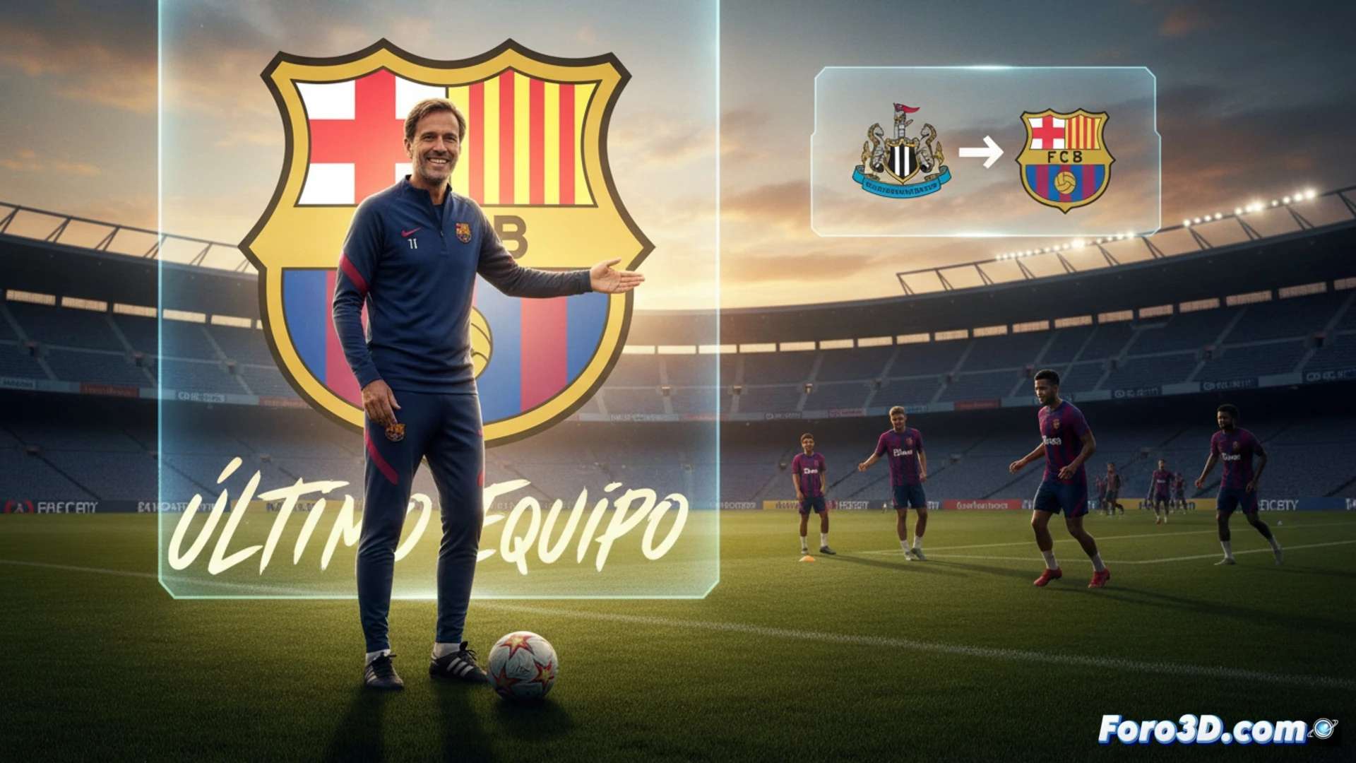 Hansi Flick, concentrado en el banquillo del Camp Nou, observa el partido contra el Newcastle mientras piensa en su proyecto final como entrenador del Barça.