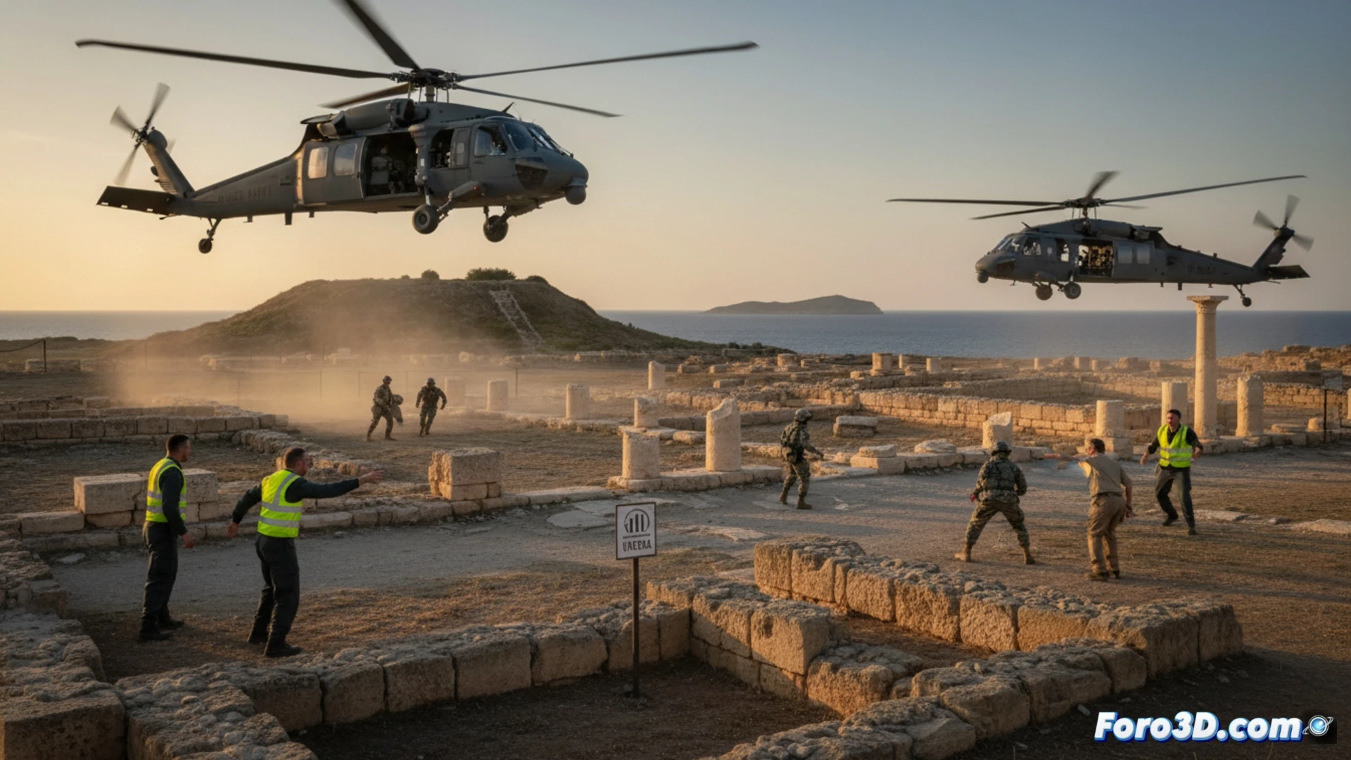 Helicópteros de EE.UU. aterrizan en sitio arqueológico protegido de Sicilia