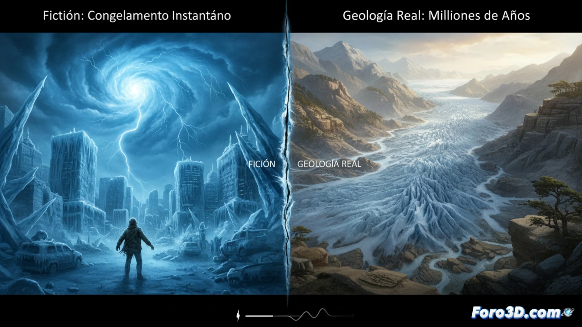 Hielo en la ficción vs. geología real: escalas de tiempo extremas