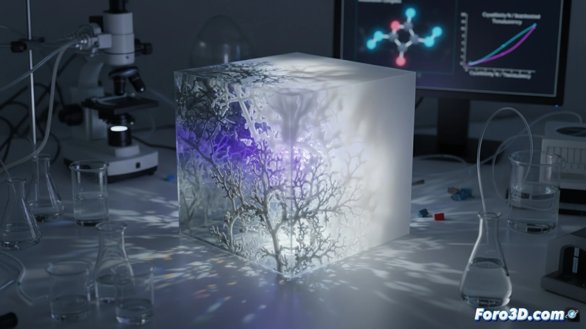 Impresión 3D con luz controla la cristalinidad del polímero