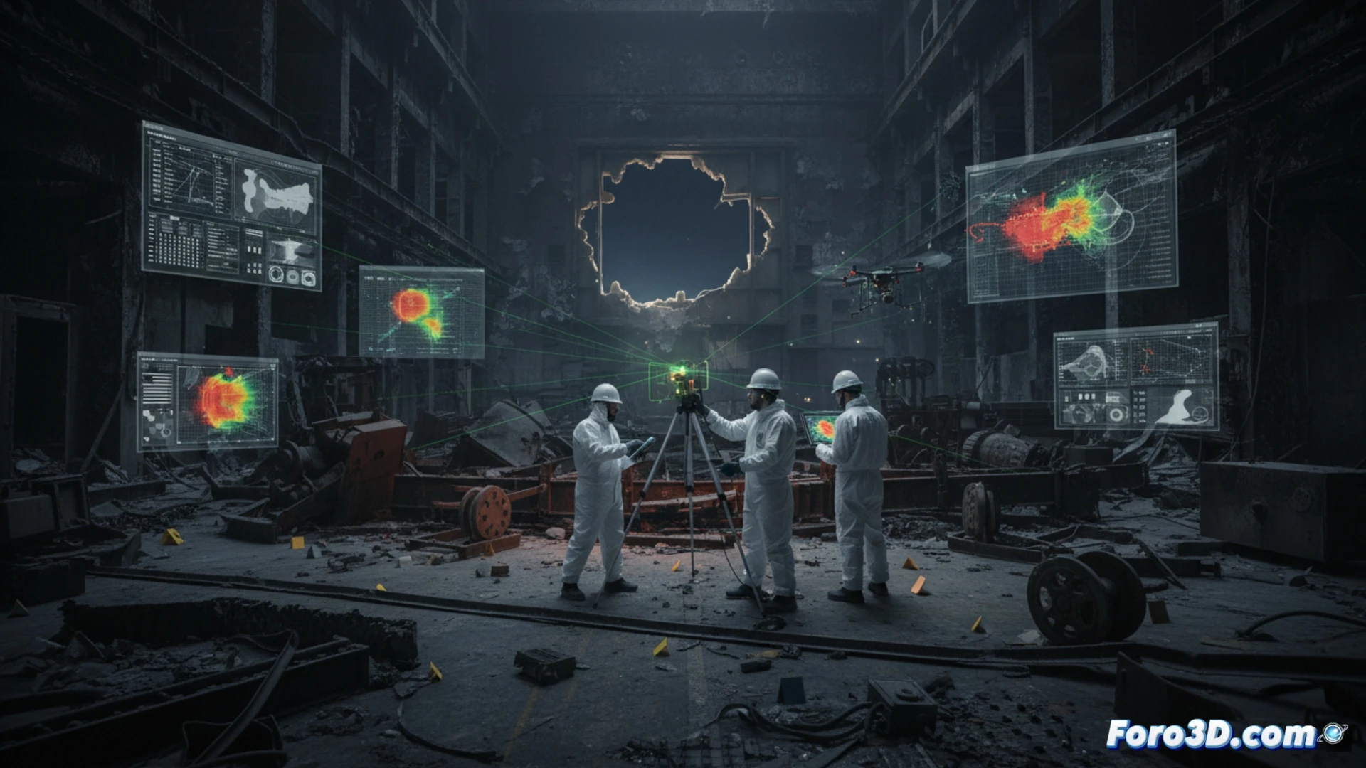 Investigación 3D de un incendio terrorista en instalación de defensa