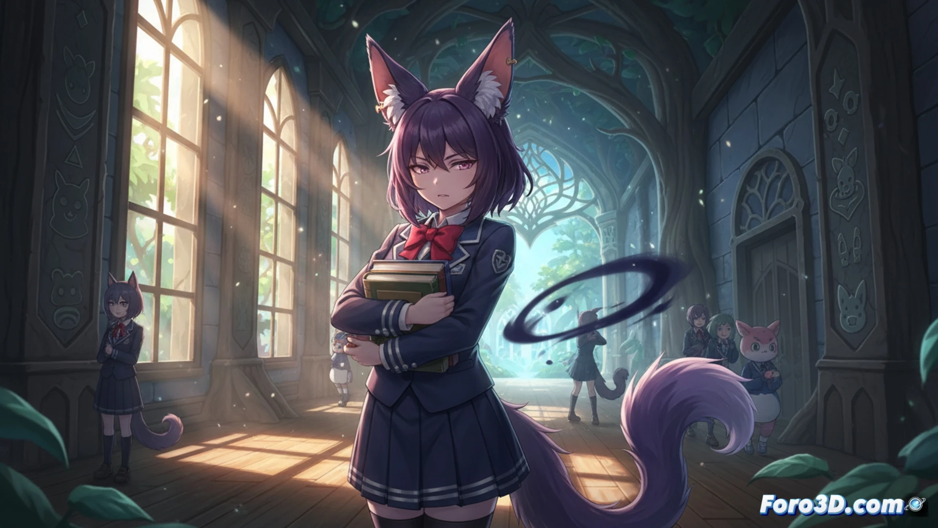 Portada del juego con personajes estilo anime en un entorno escolar, mostrando a un Palsphere y un corazón.