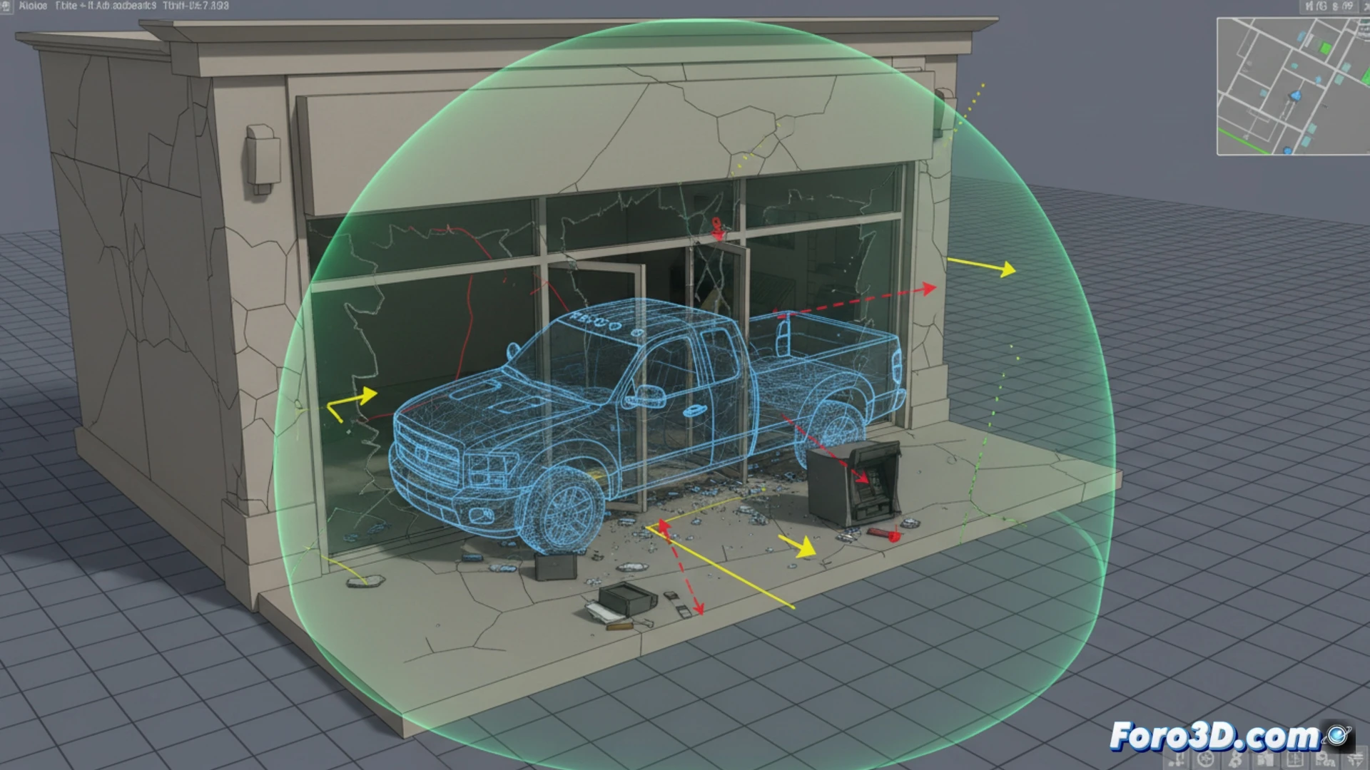 Reconstrucción 3D forense de robos con vehículo ariete
