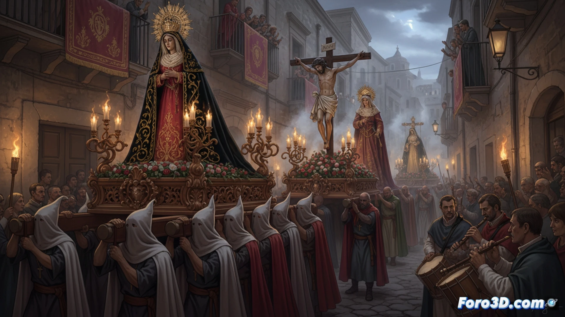 Procesion de Semana Santa en Sicilia capturada mediante escaner 3D para preservacion digital del patrimonio efimero.