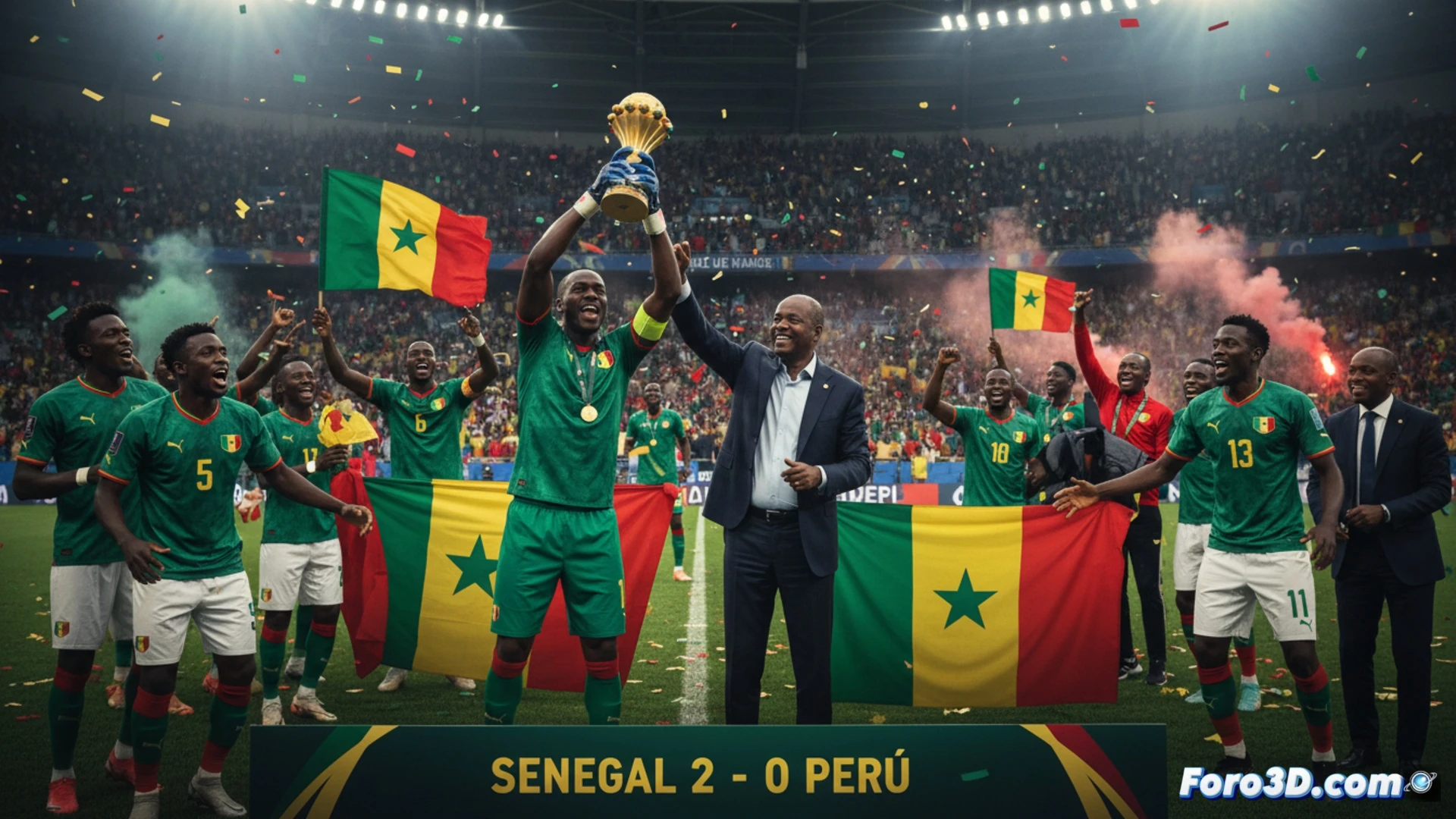 Senegal exhibe su Copa de África en París con gesto simbólico