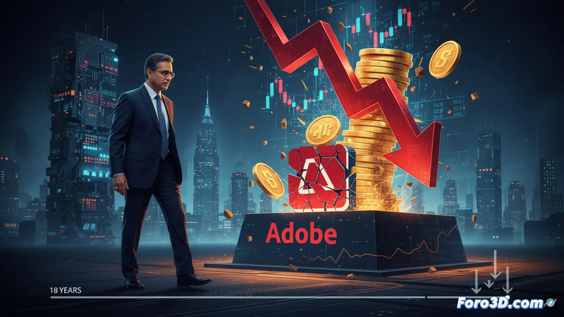 Shantanu Narayen deja la CEO de Adobe tras 18 años, las acciones caen