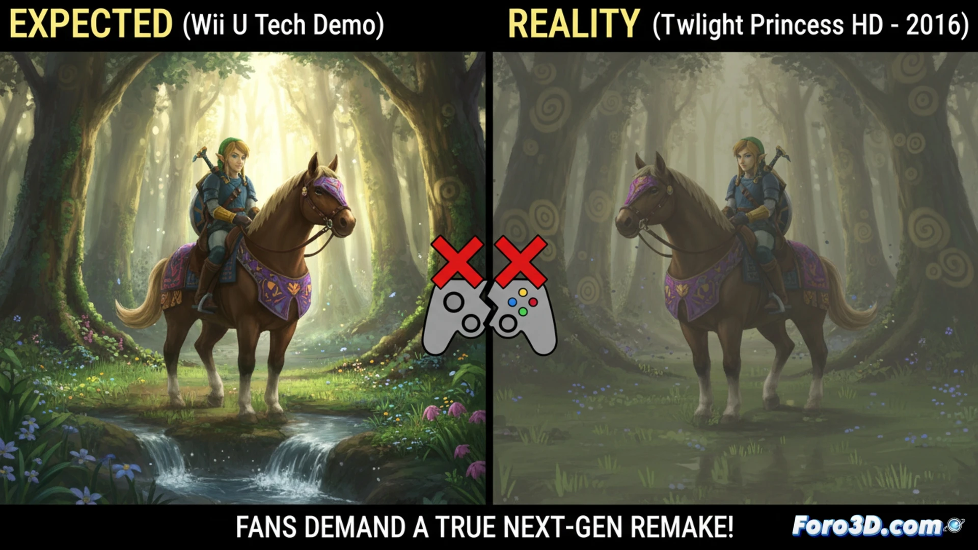 Comparativa de texturas entre la version original de GameCube y la remasterizacion HD de Wii U.