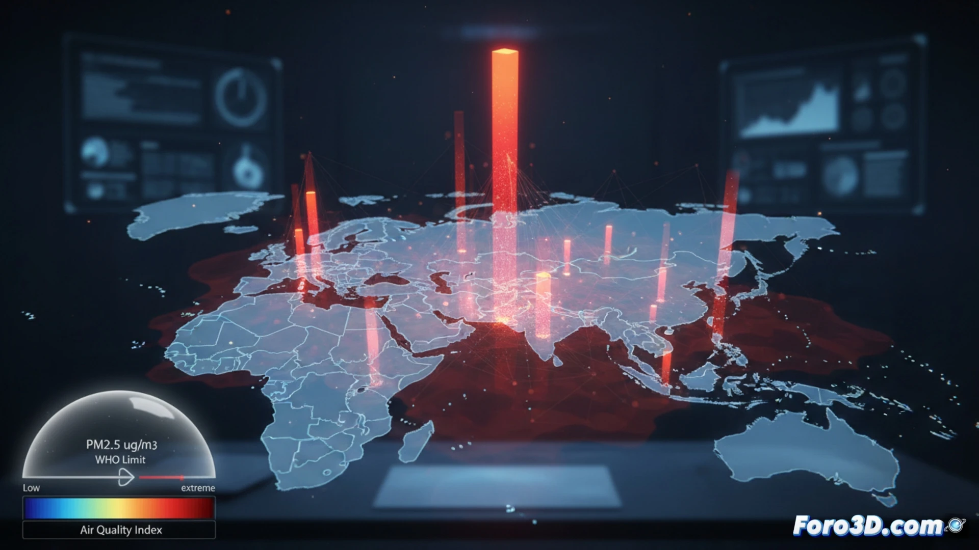 Visualización 3D de la crisis de PM2.5 en Asia