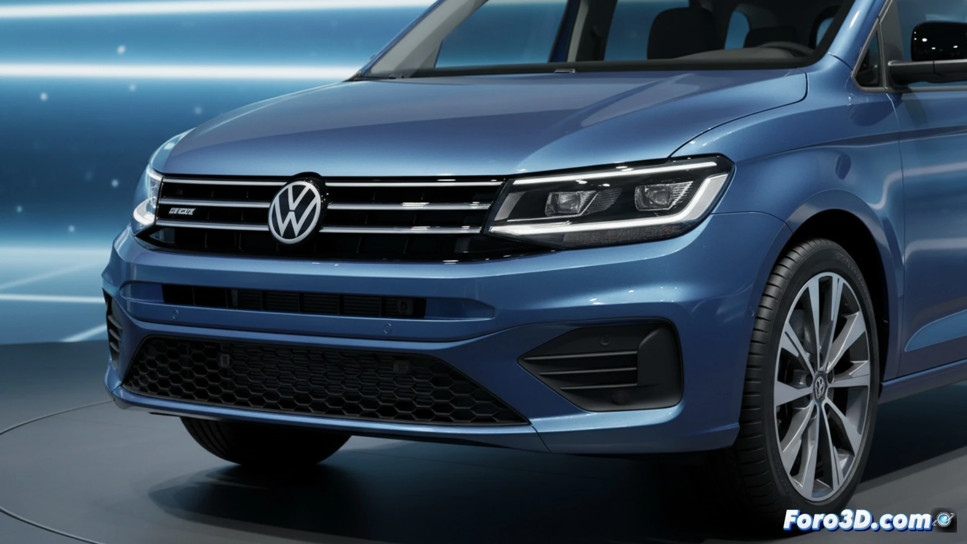 Prototipo digital 3D del Volkswagen Caddy 2027 en proceso de diseño, mostrando su estructura y flujo de aire.