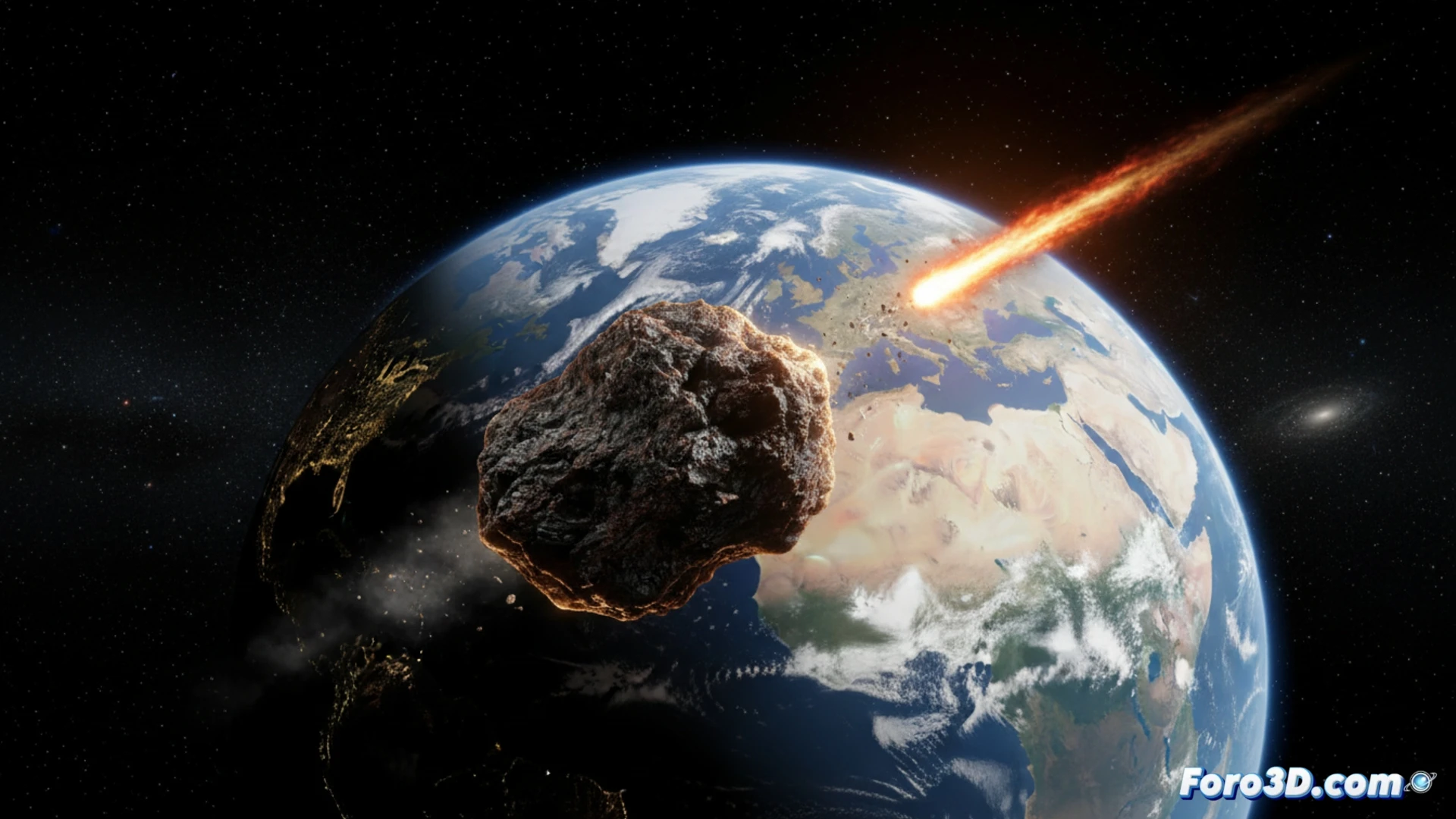 Simulación 3D del asteroide 2026JH2 rozando la Tierra el 18 de mayo, comparado con el impacto de Cheliábinsk