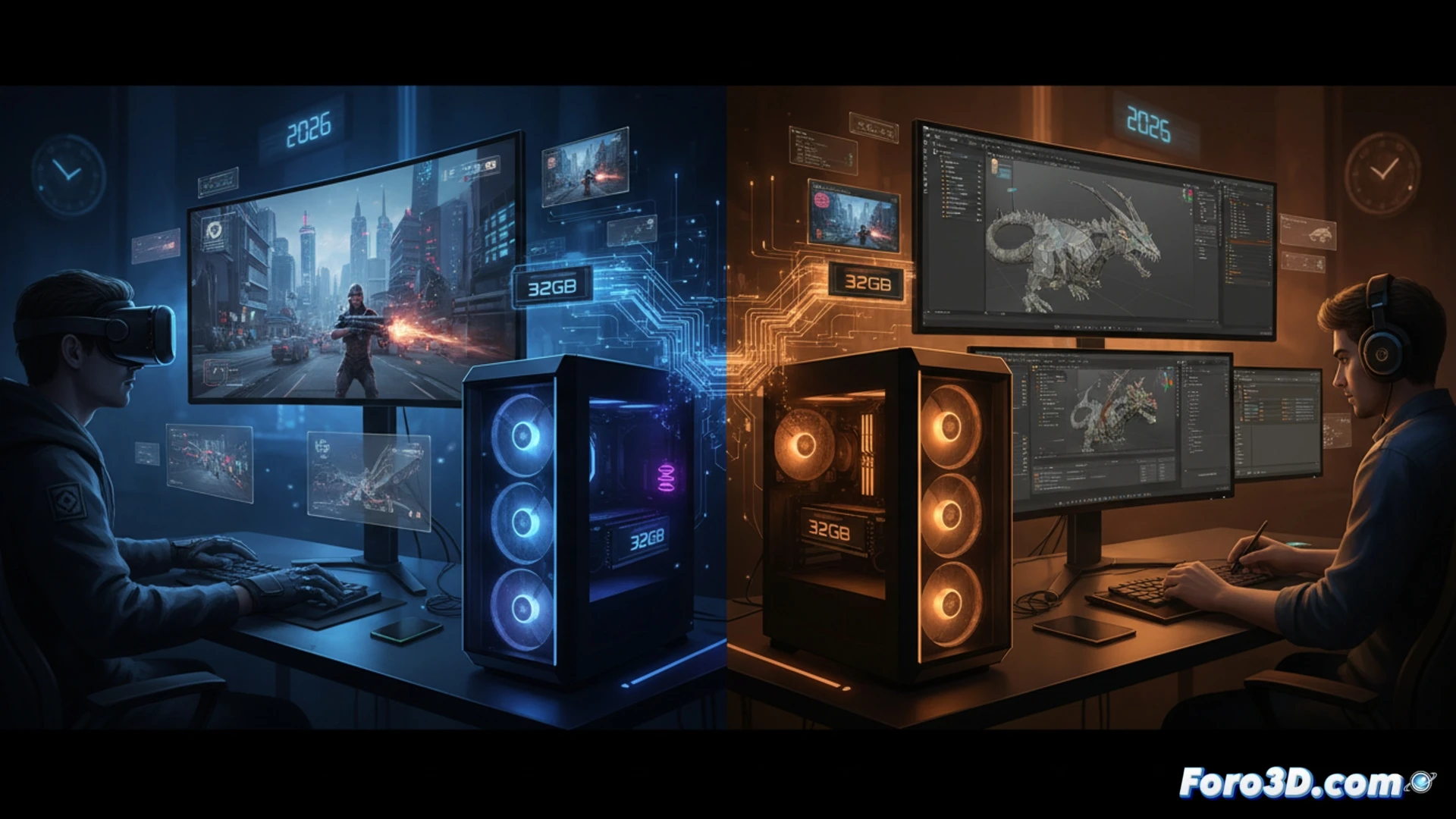 Ordenador con 32GB de RAM para modelado 3D y gaming en 2026