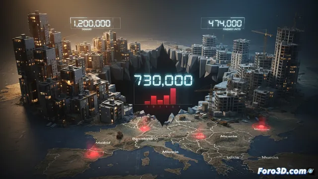 Déficit de 730.000 viviendas en España: visualización 3D del desajuste oferta-demanda