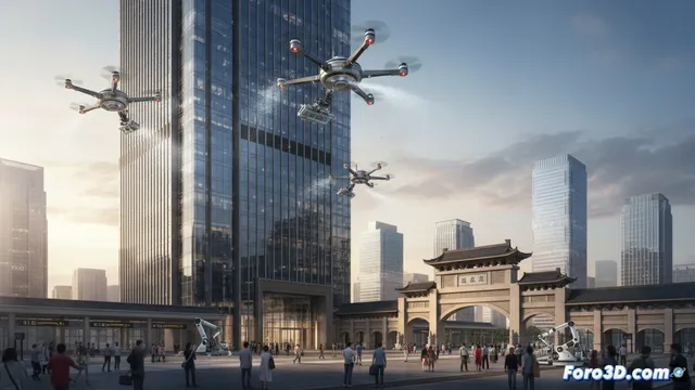 Drones autónomos reemplazan la limpieza manual de rascacielos en China
