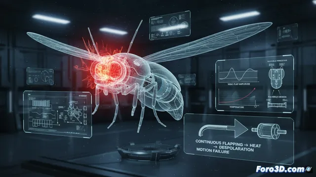 Fatiga térmica en actuadores piezoeléctricos: peritaje 3D de un dron insectoide