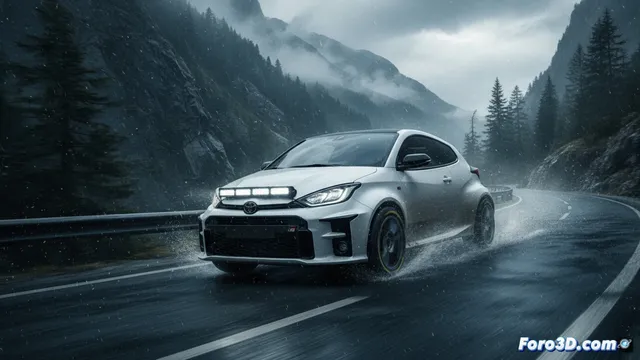 GR Yaris y Goodyear all season: rally alpino bajo la lluvia