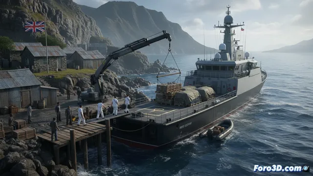HMS Medway lleva suministros y relevo médico a Tristán da Cunha