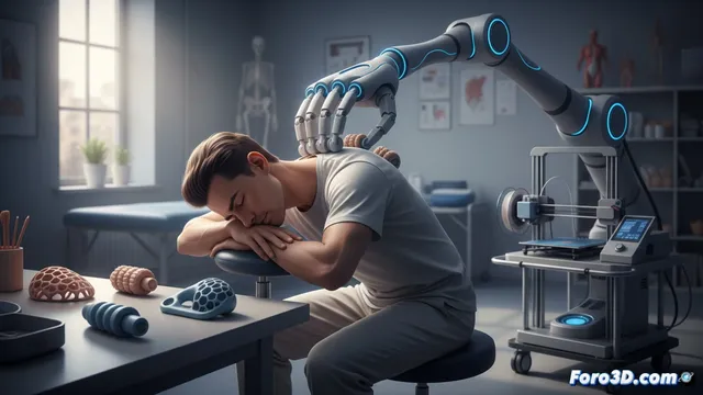 La impresión 3D da un masaje a la espalda del masajista