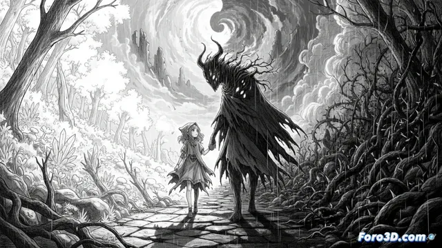 La pequeña forastera: cuento oscuro en blanco y negro de alto contraste