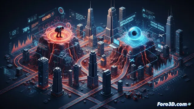 Mapa 3D de riesgos laborales en ejecutivos de cuentas: estrés y fatiga visual