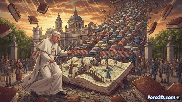 Papa y libros chocan en Madrid: movilidad bajo presión