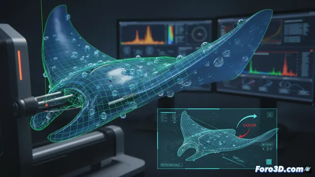Peritaje 3D revela burbujas fatales en aleta robótica de mantarraya