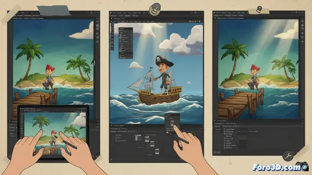 Pipeline 2.5D en Return to Monkey Island: Photoshop, Blender y Unity