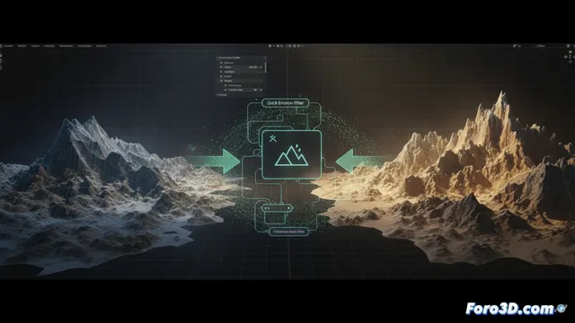 Quick Erosion Filter: erosión instantánea para tus mallas en Blender