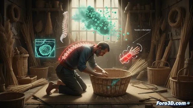 Riesgos biomecánicos del cestero: infografía 3D para prevención laboral