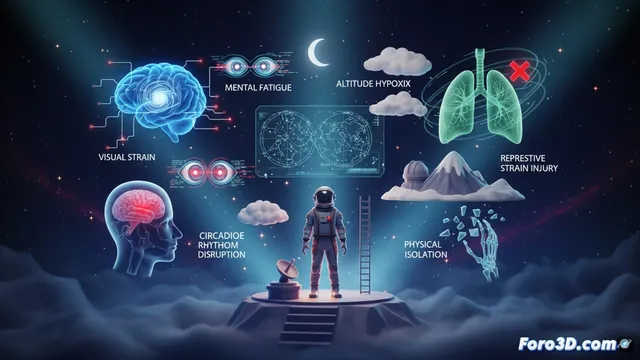 Riesgos laborales del astrónomo: una infografía 3D para visualizar la ciencia detrás del oficio