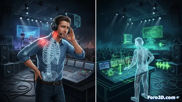 Riesgos laborales del sonidista: prevención con simulación 3D