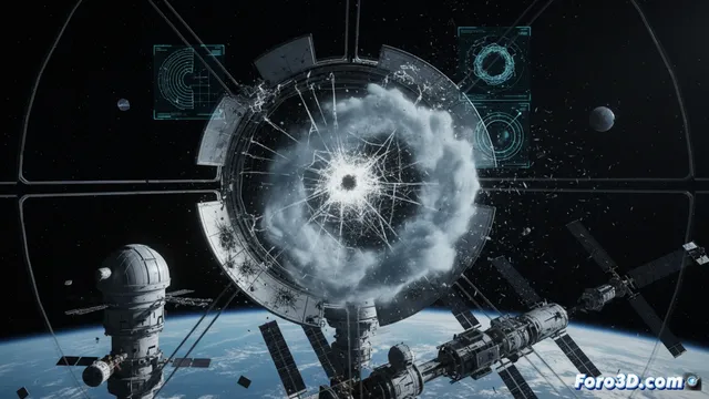 Simulación de fuga en cúpula espacial tras impacto de micrometeorito