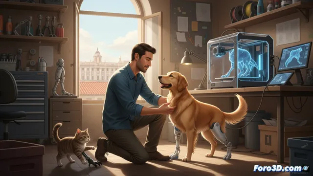Un ingeniero madrileño fabrica patas 3D para perros y gatos