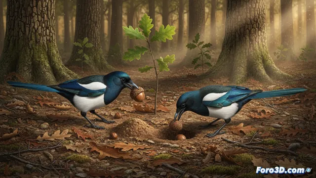 Urracas ingenieras: mil bellotas enterradas regeneran encinares