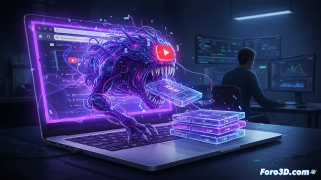 YouTube devora 7GB de RAM en una pestaña por un bug