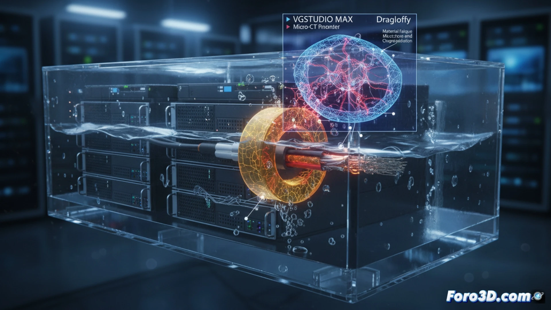 Micro-CT 3D revela microgrietas internas en sello polimérico de data center inmersivo con fatiga de materiales