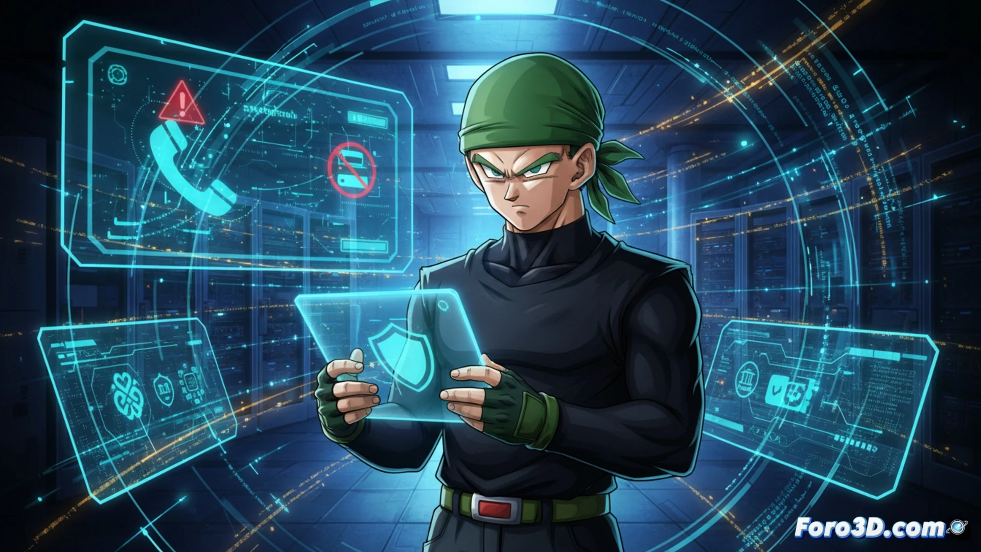 Un smartphone Android 17 muestra una alerta roja de seguridad bancaria, con un icono de teléfono fraudulento y un escudo protector azul.