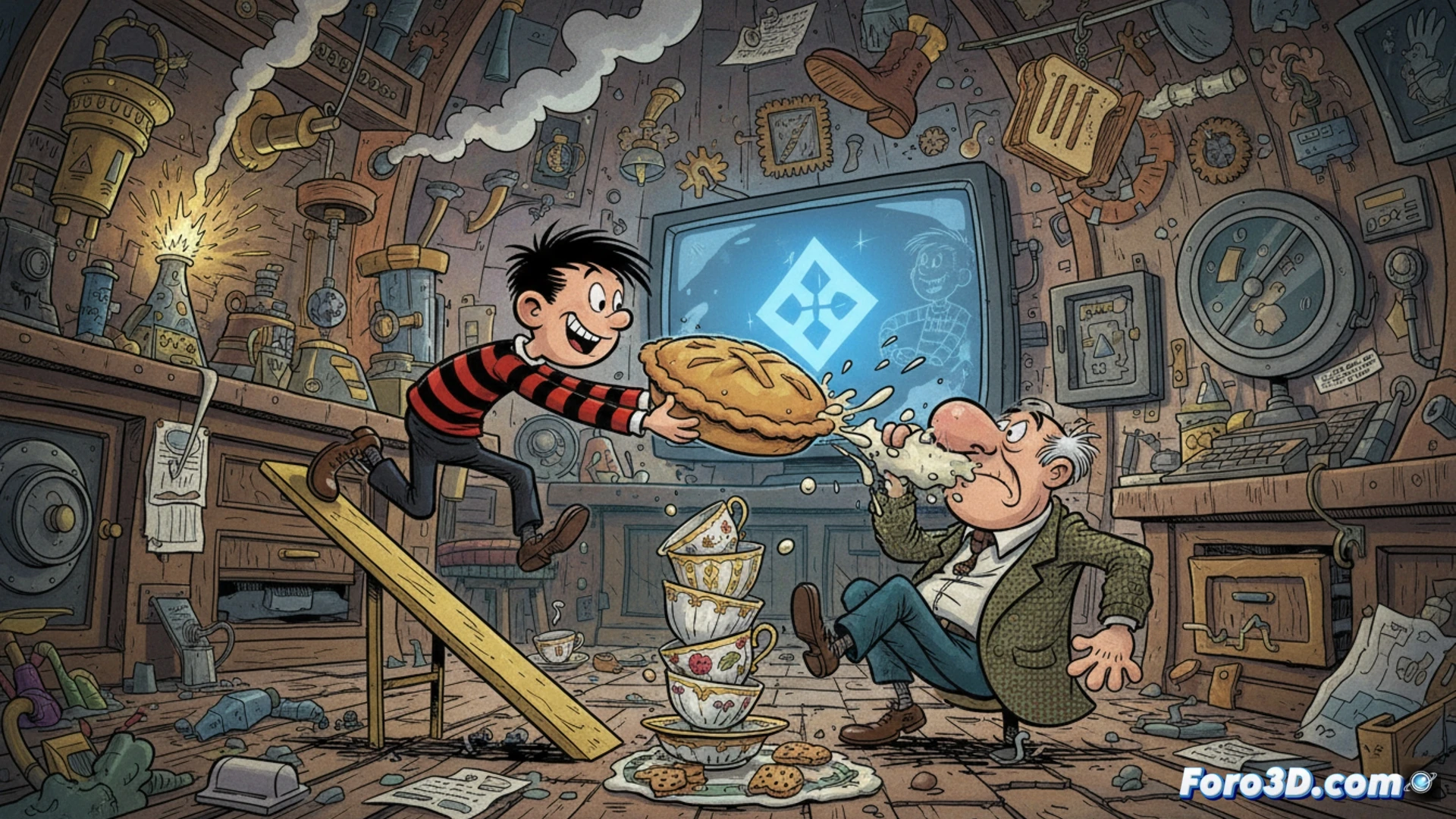 Captura de Thank Goodness You're Here con animación 2D estilo cómic The Beano en Unity