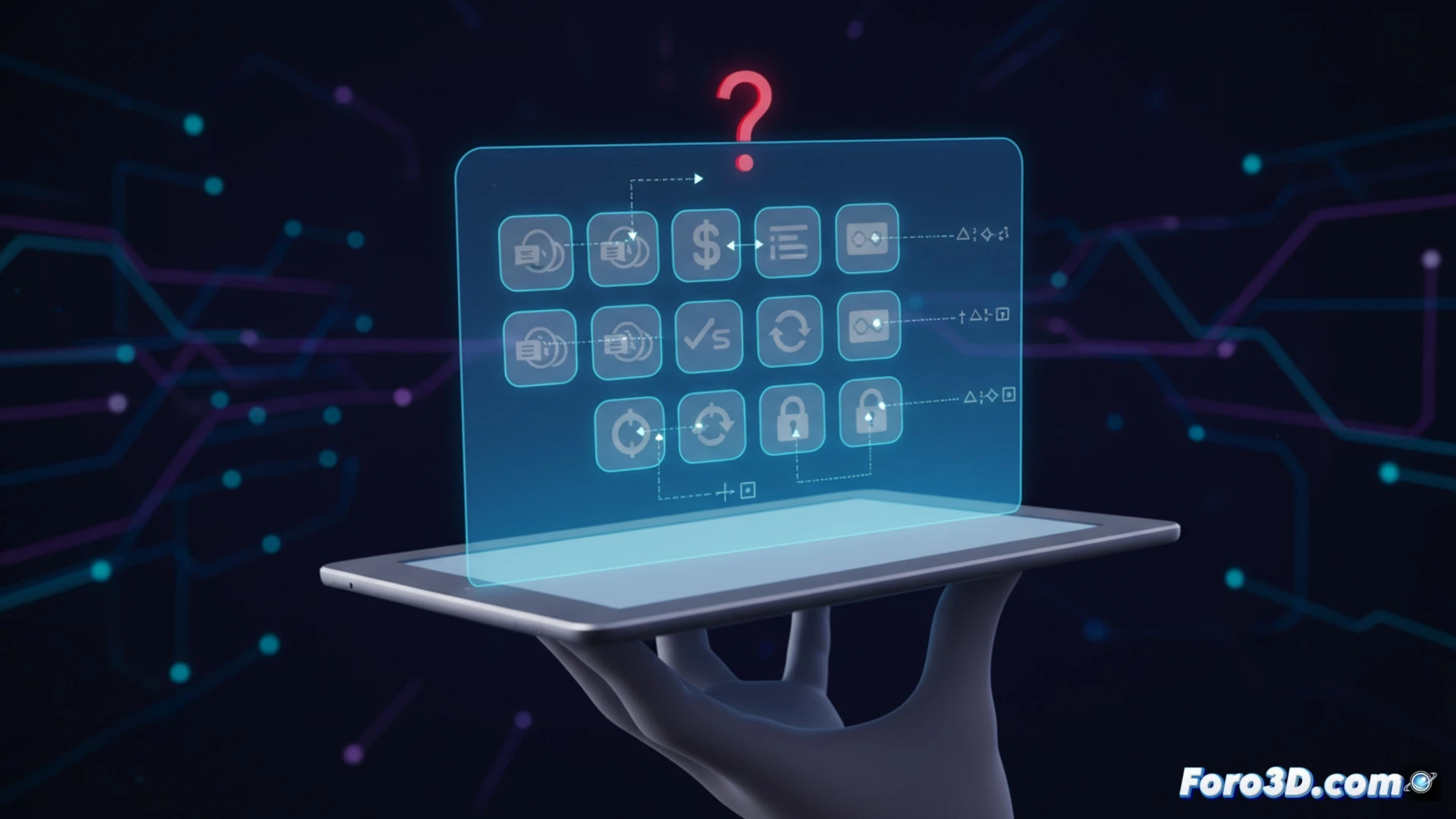 A digital tablet displaying a grid of nearly identical pale gray icons, a user squinting in confusion while tapping one icon, a small paper manual lying open beside the tablet showing numbered diagrams explaining each symbol, subtle arrows connecting icons to descriptions, muted color palette with soft shadows, photorealistic technical illustration, a finger hovering uncertainly over two similar subscription versus one-time payment icons, frustrated posture, clean minimalist desk setup, precise product visualization, cinematic lighting highlighting the manual details, ultra-sharp focus on the icon grid.