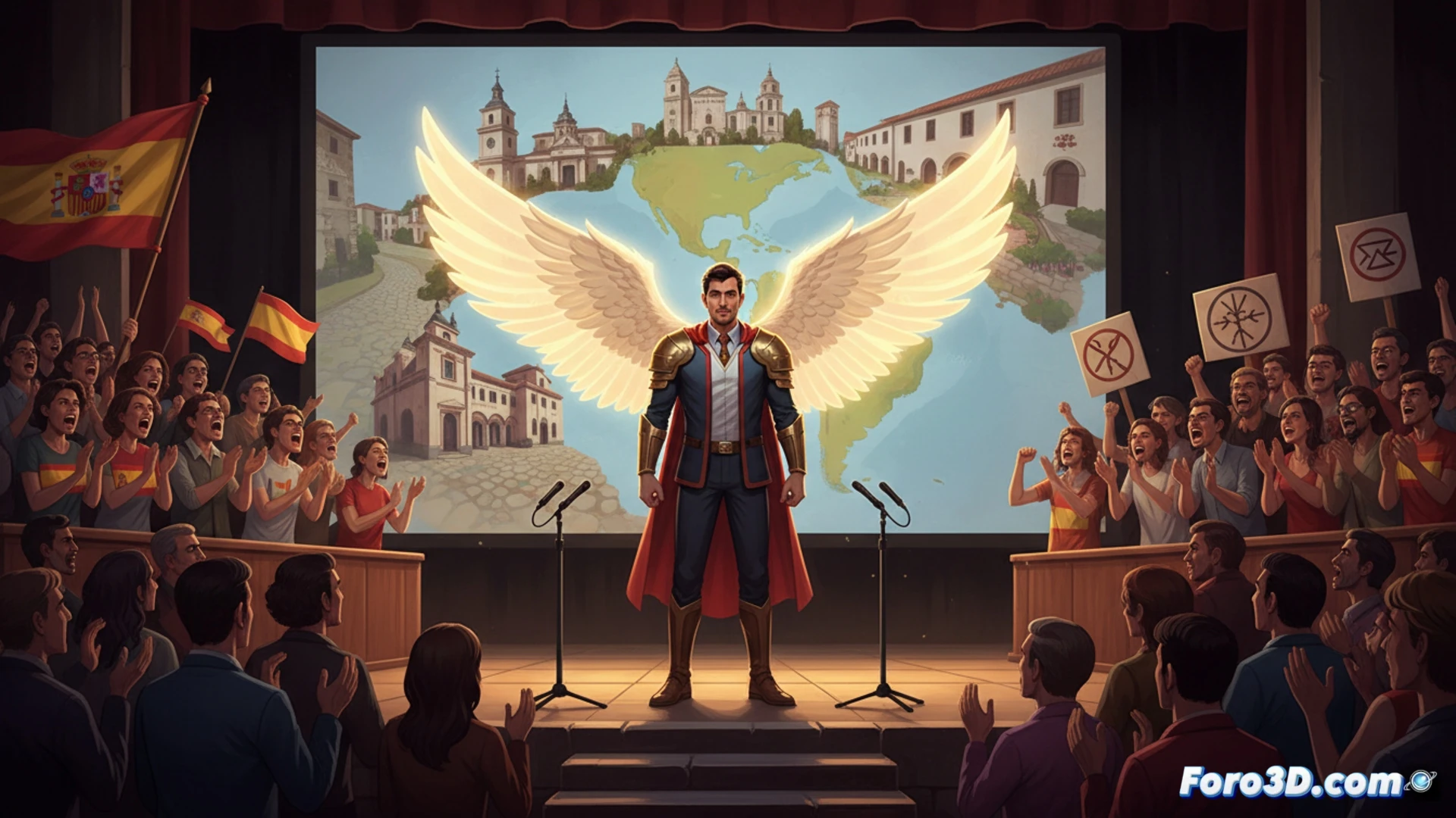 Arcángel en el escenario del Movistar Arena, con puño en alto, ante un público dividido entre aplausos y abucheos.