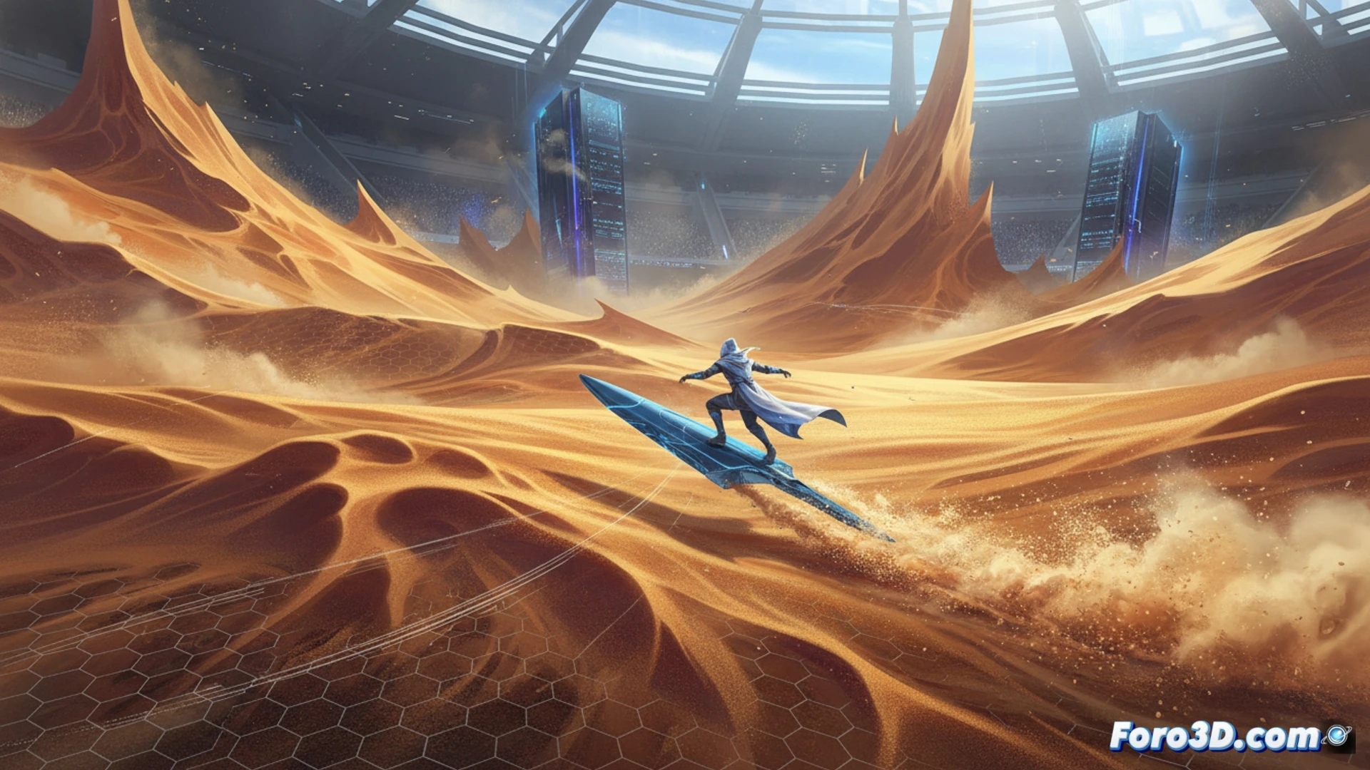 Arena fluida y vuelo en UE5, Sword of the Sea VFX, simulación de partículas en tiempo real