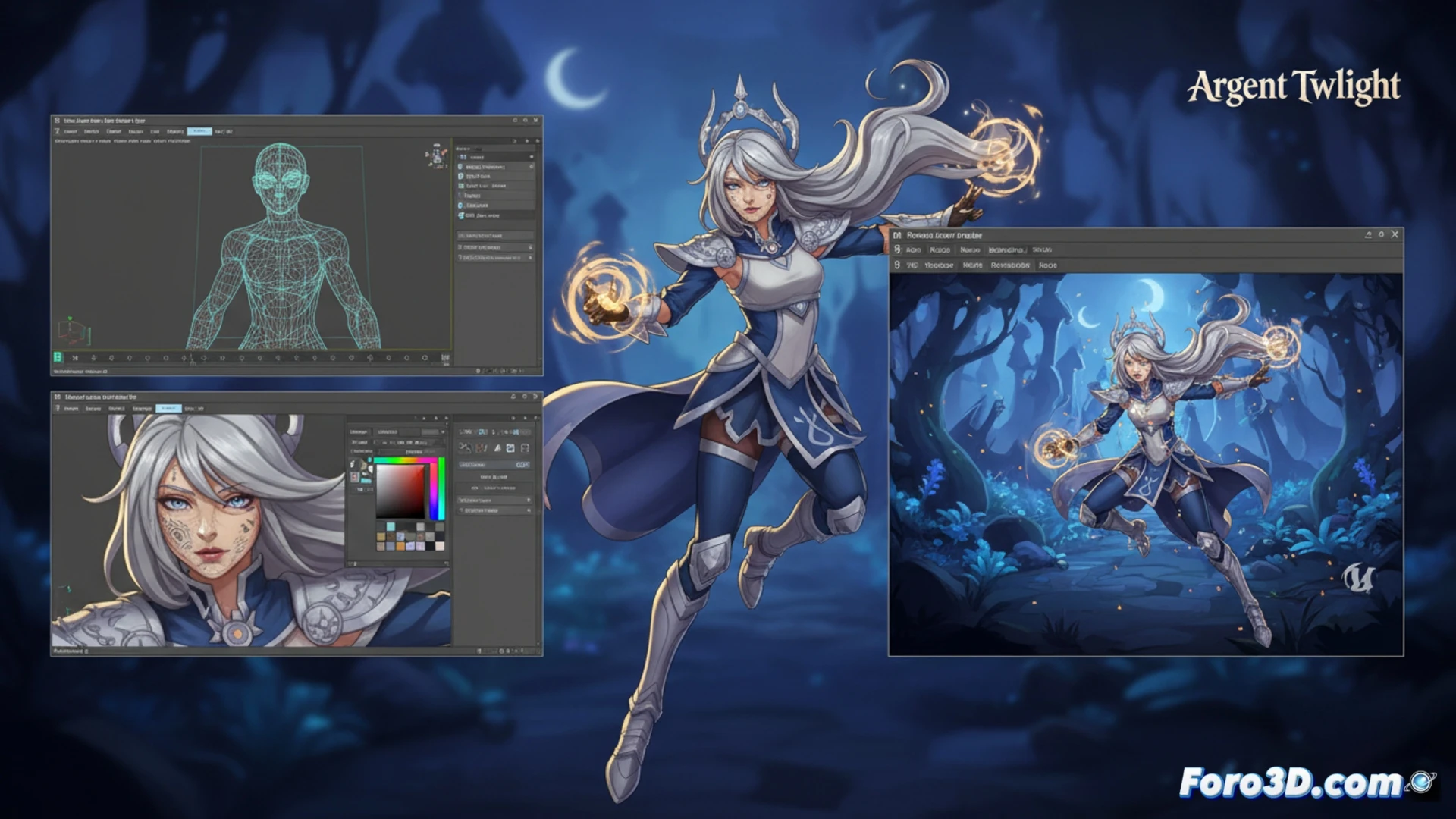 Argent Twilight, personaje cartoon 3D con estilo anime en Unreal Engine 4