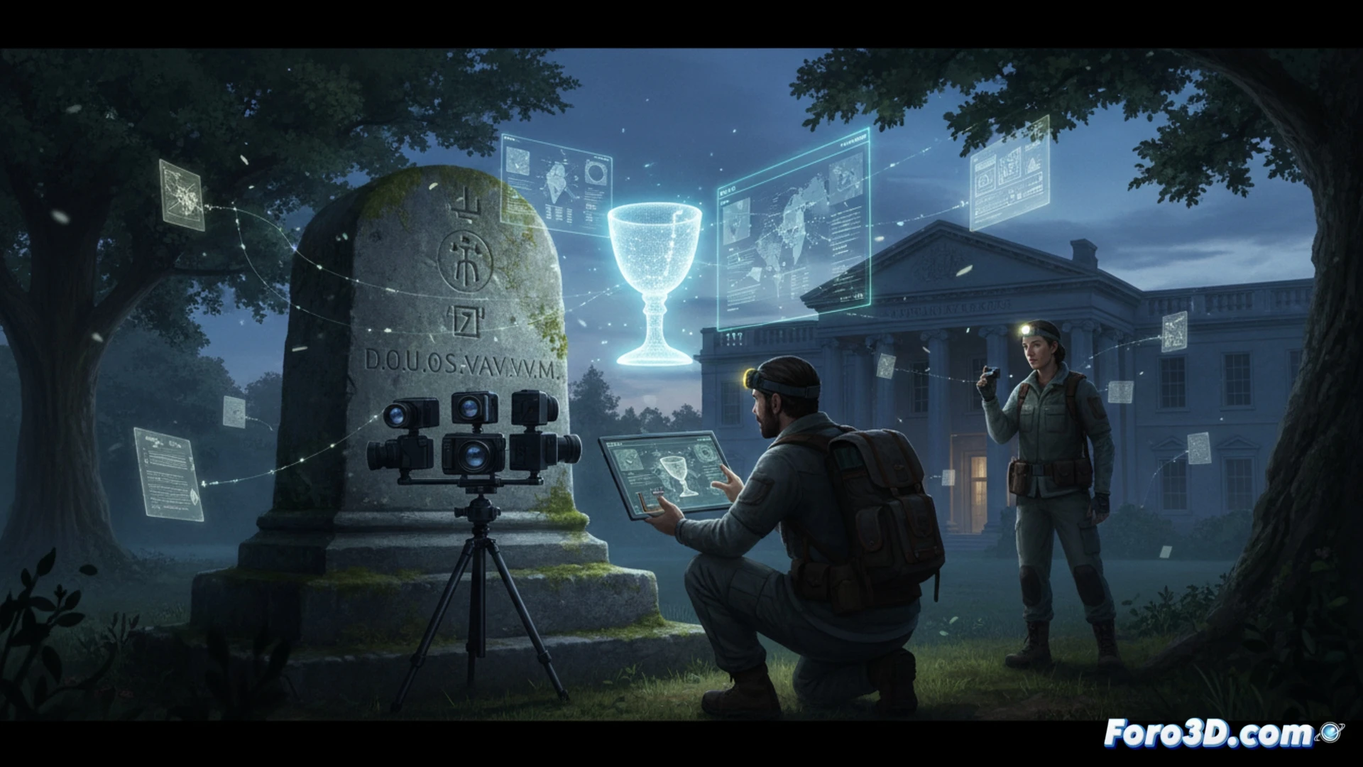 Fotogrametría 3D de la inscripción de Shugborough en Staffordshire, revelando detalles del enigma del Santo Grial