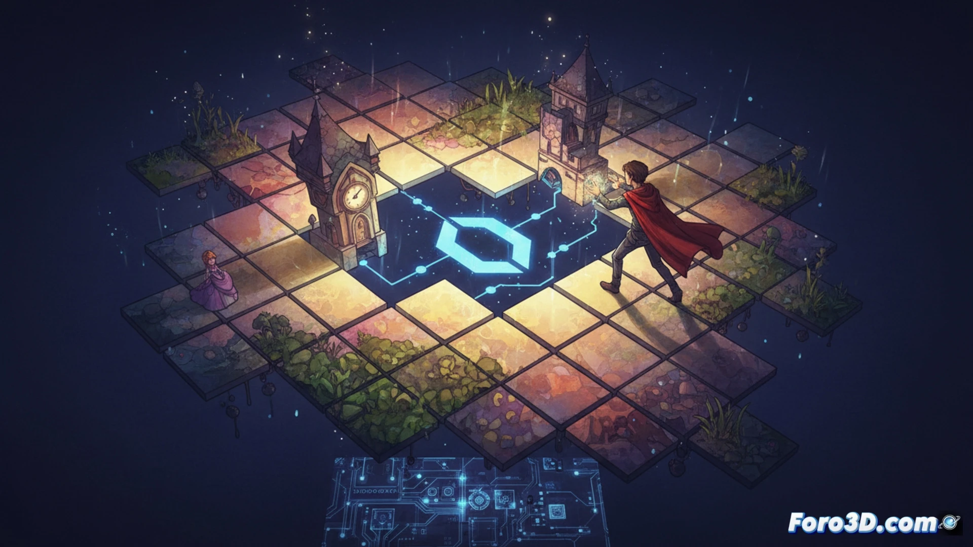 Arranger juego indie puzzle cuadrícula Unity arte Braid colores vibrantes surrealista