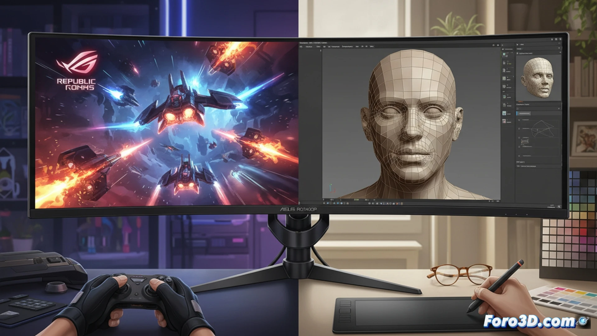 Monitor ASUS ROG Swift PG27AQDP OLED 26.5 pulgadas 480Hz para modelado 3D y gaming
