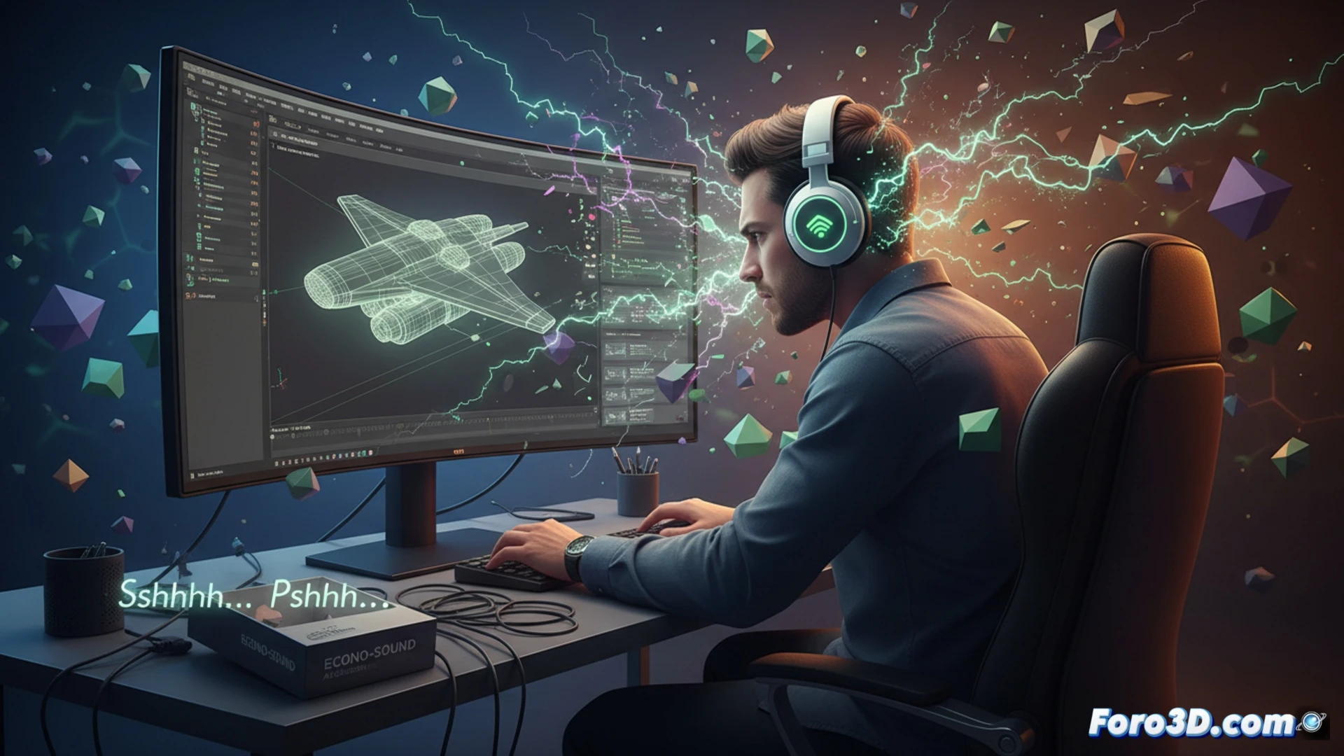 Auriculares ANC baratos con siseo de fondo, ideales para concentración en modelado 3D y realidad virtual.