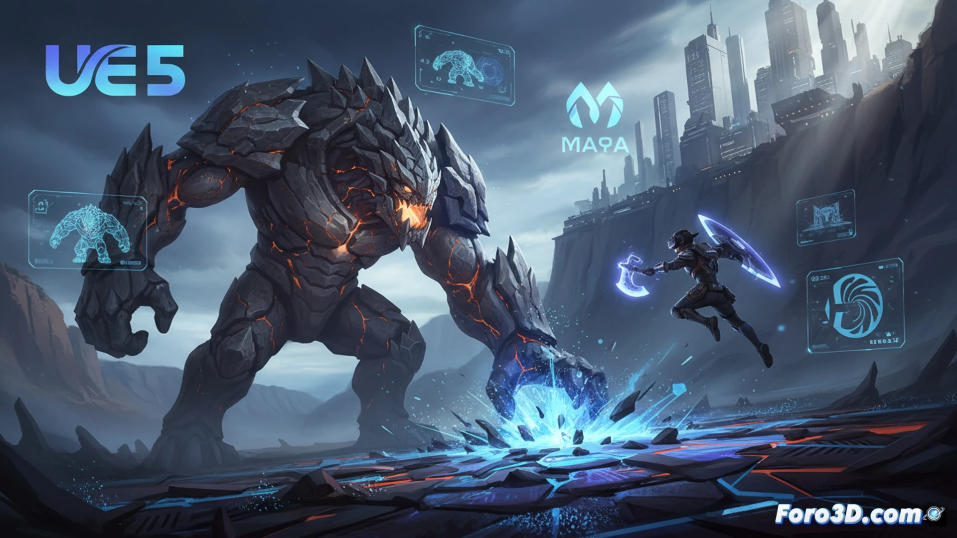 Behemoth VR combate colosal criatura Unreal Engine 5 Maya Houdini escala realista
